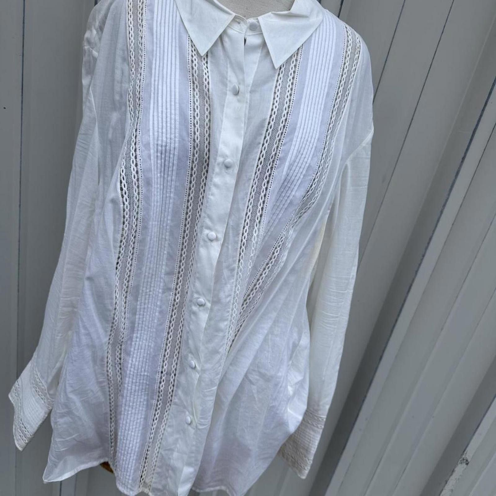 Oscar De La Renta Oscar de la Renta Women's White Blous Size 4XL / US 24-26 - 4 Thumbnail
