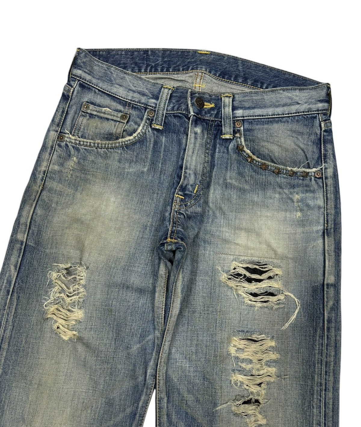Edwin Rare Edwin Skull Studded Distressed Denim Jeans Size US 30 / EU 46 - 5 Thumbnail