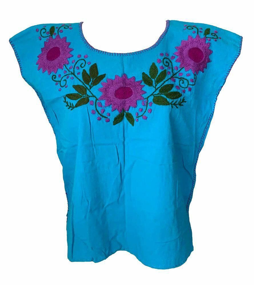 Designer Used Blue Hand Made Embroidered Blouse L Size L / US 10 / IT 46 - 1 Thumbnail
