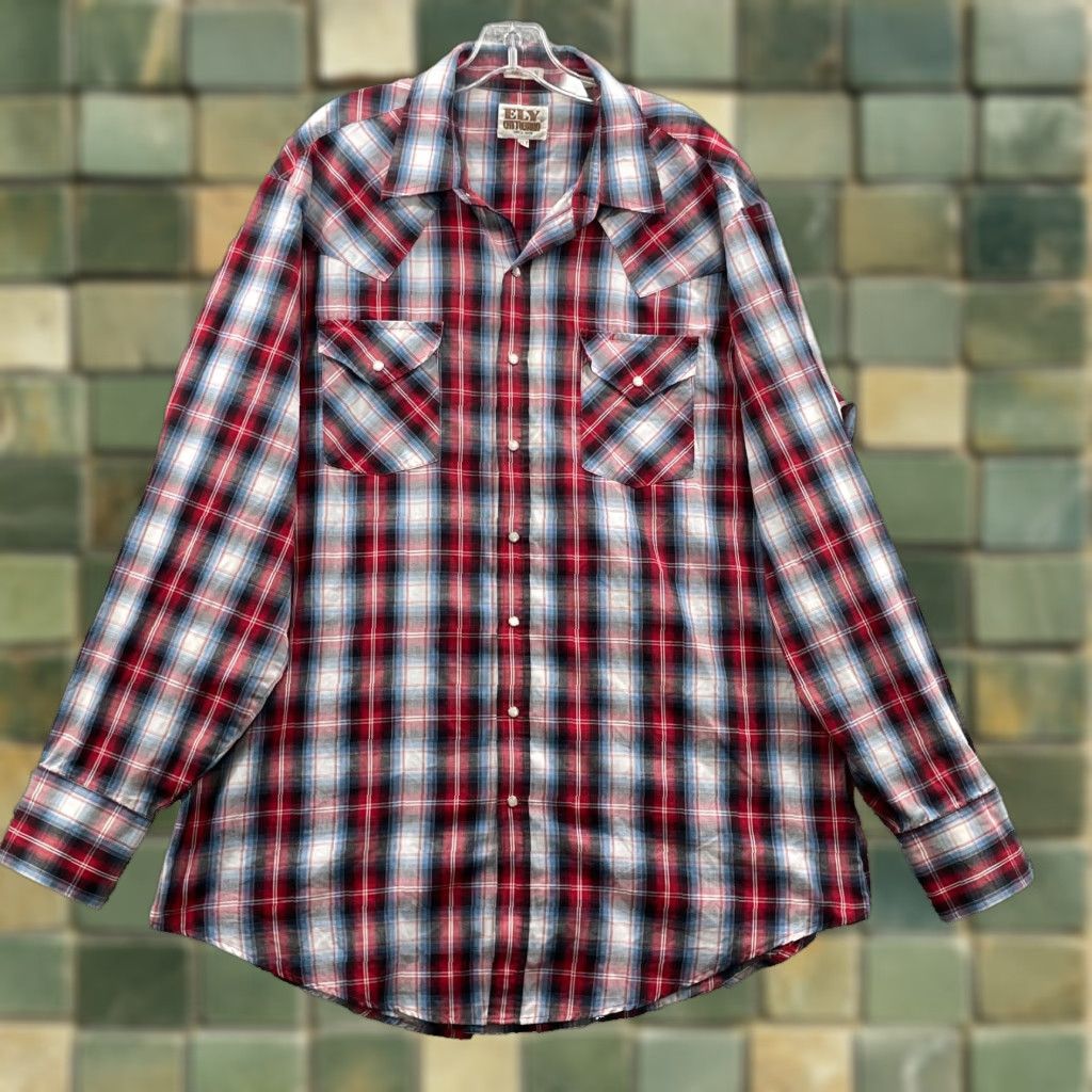 Vintage VINTAGE Ely Cattleman Western Shirt Men XL Tall Pearl Snap Cowboy Workwear Rodeo Shirt XS? Size US XL / EU 56 / 4 - 1 Thumbnail