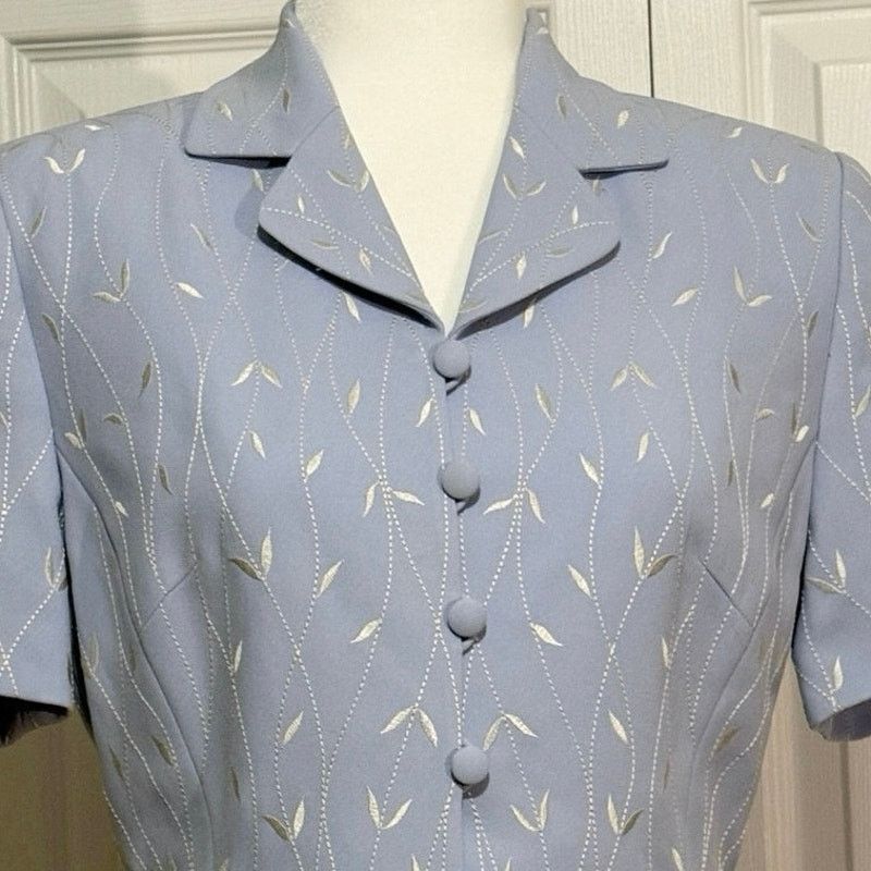 Kasper VTG Kasper ASL skirt suit sz 4 pale blue tailored embroidery Size S / US 4 / IT 40 - 3 Thumbnail
