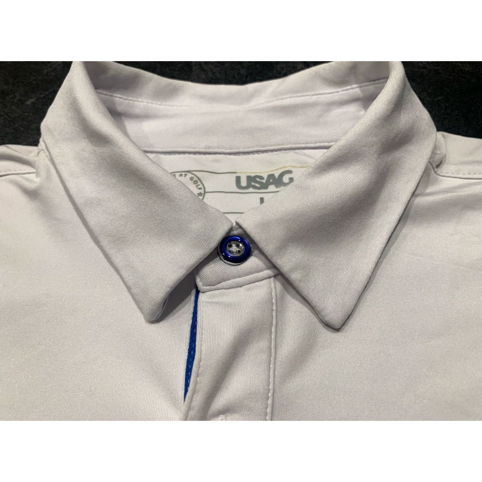Vintage USAG Golf Polo Shirt Mens Large L White Short Sleeve Embroidered Activewear Size US L / EU 52-54 / 3 - 2 Thumbnail