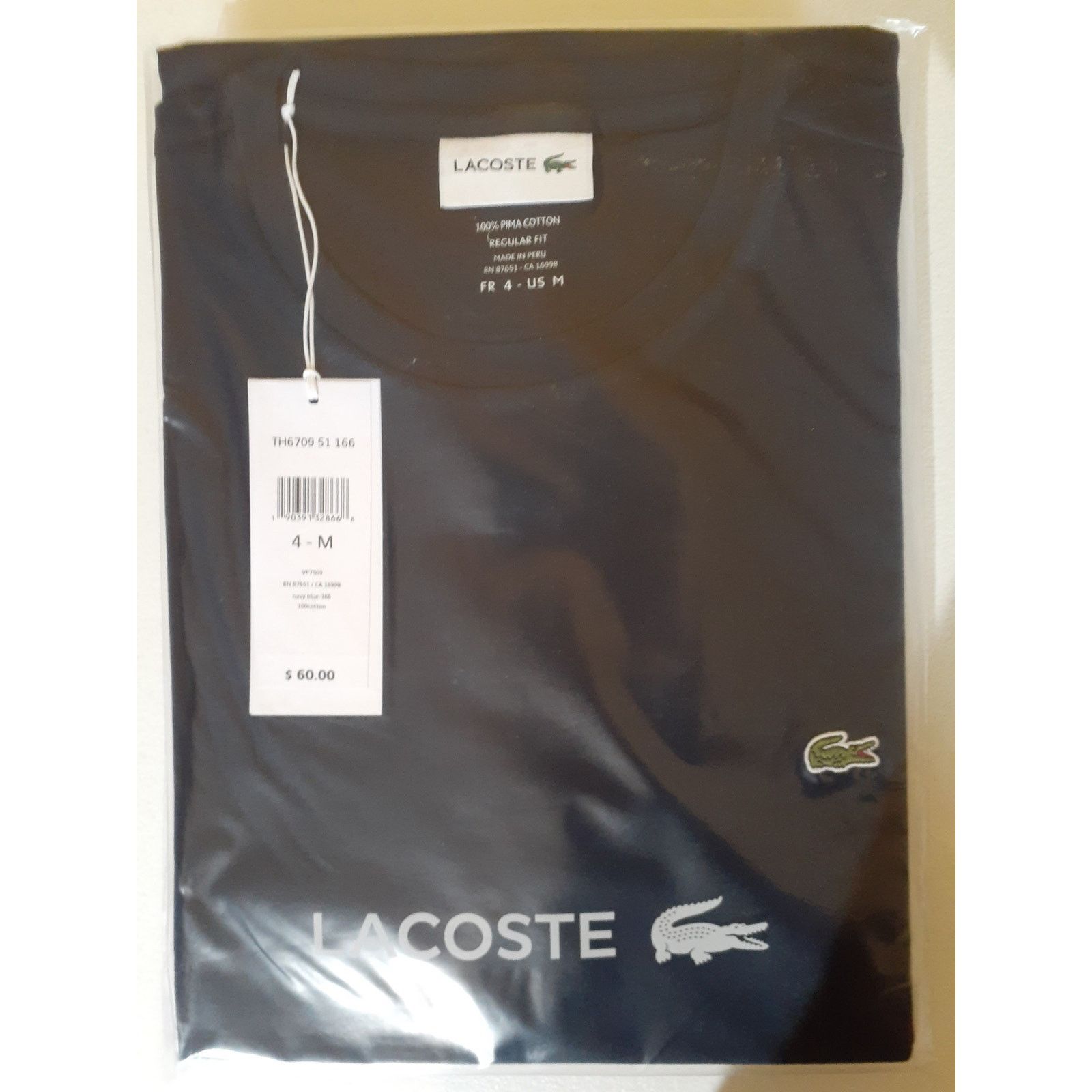 Lacoste Lacoste Men's Cotton Pima Jersey T-Shirt Navy Blue Medium Size US M / EU 48-50 / 2 - 2 Thumbnail