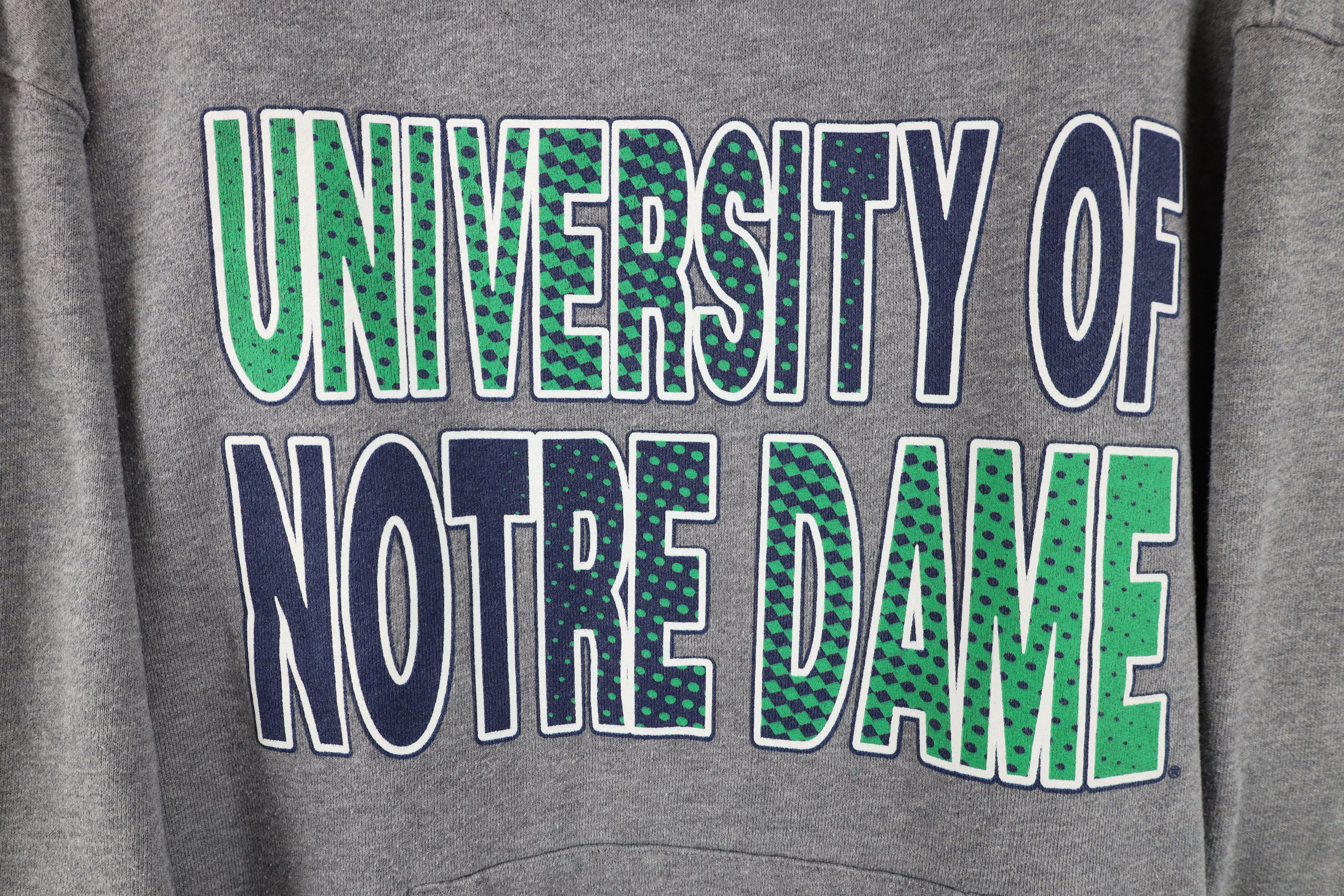 Vintage Vintage 90s Notre Dame University Hoodie Sweatshirt Gray Size L / US 10 / IT 46 - 4 Thumbnail