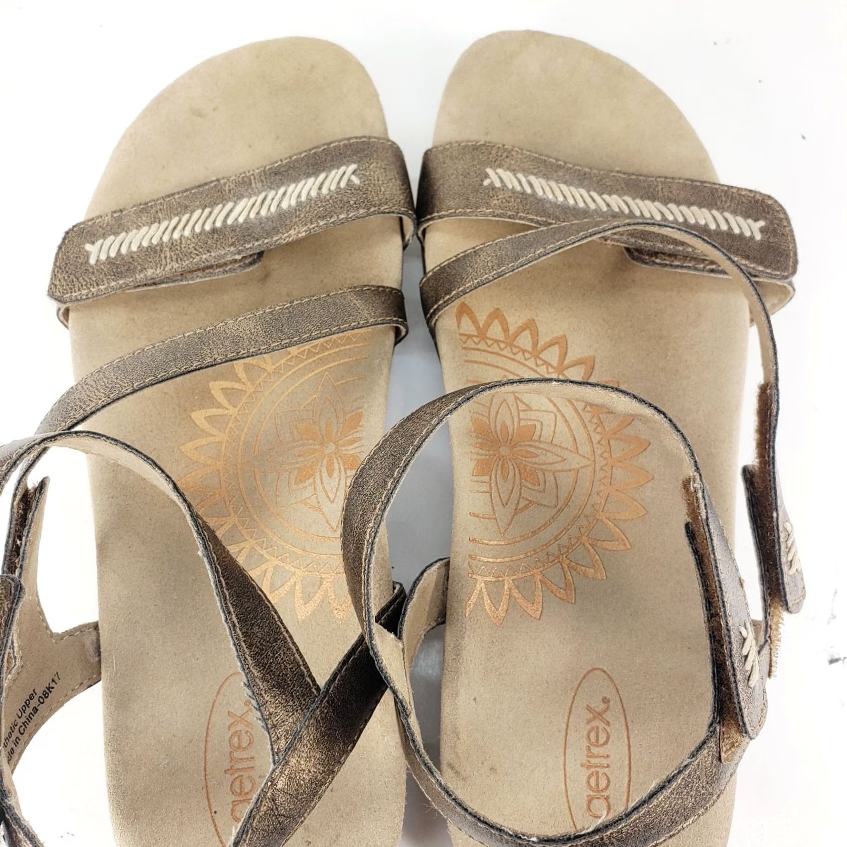 Aetrex Aetrex Gabby Adjustable Ankle Strap Sandal Metallic Gold Women Slingshot Flat Small? Size US 9.5 / IT 39.5 - 7 Thumbnail