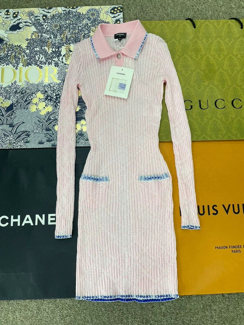 Chanel 24S Pink Knit Dress