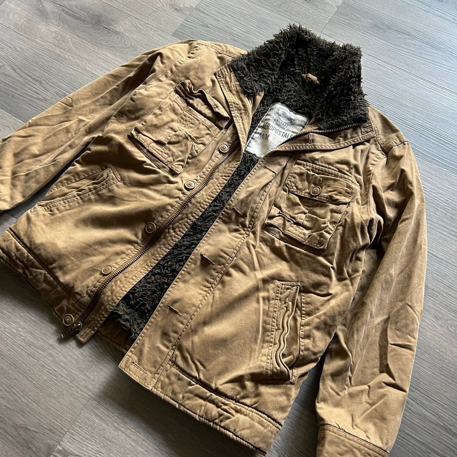 Aeropostale Vintage y2k Aeropostale Sherpa Lined Canvas Military Jacket Size US M / EU 48-50 / 2 - 3 Thumbnail