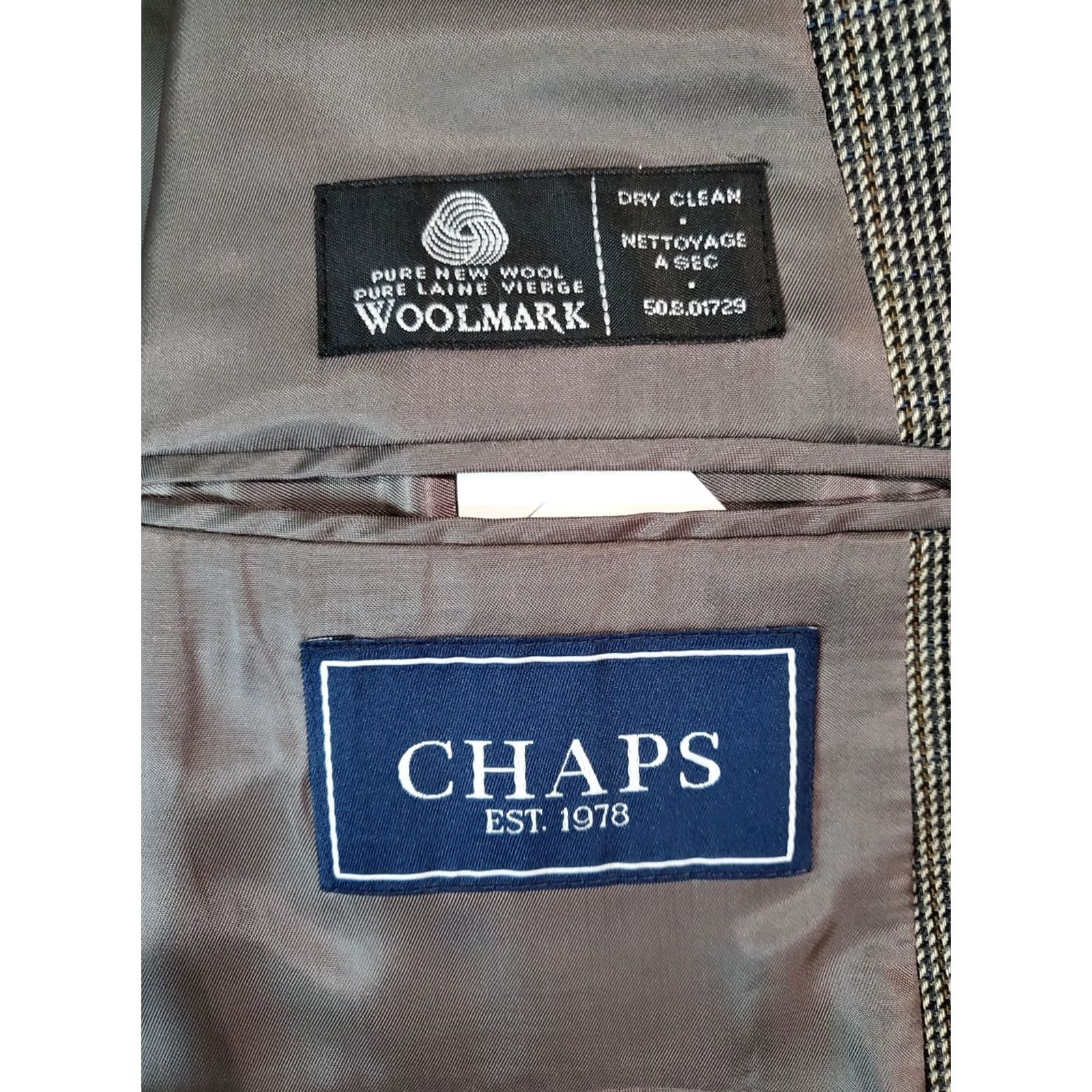 Chaps Chaps Ralph Lauren Mens Blazer Size 44R Gray 100% Wool Sports Coat Size 44R - 4 Thumbnail