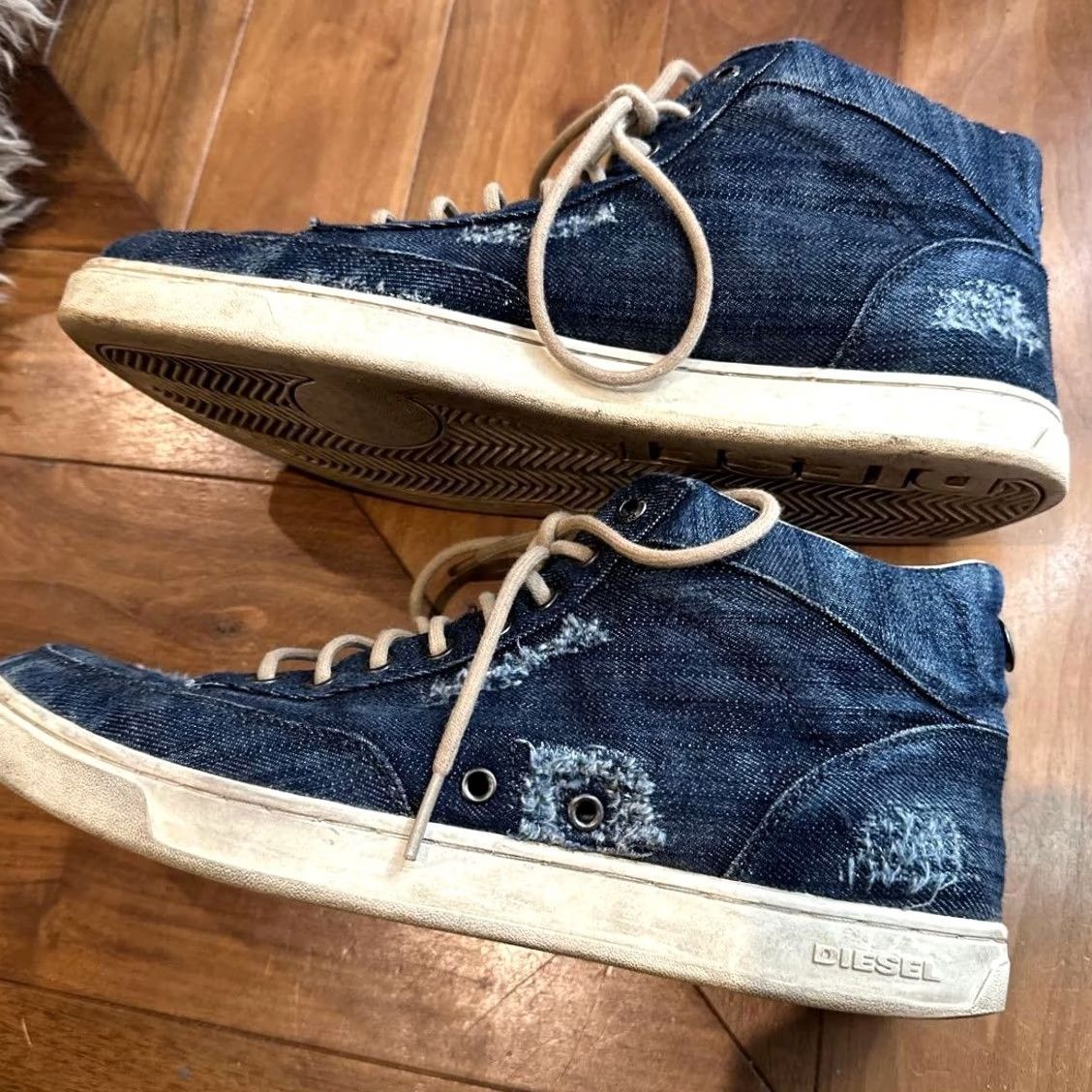 Diesel VINTAGE Diesel Luxury Italy Men Sneakers Denim Distressed finish High-Cut 10.0US 90s 00s Size US 10 / EU 43 - 3 Thumbnail