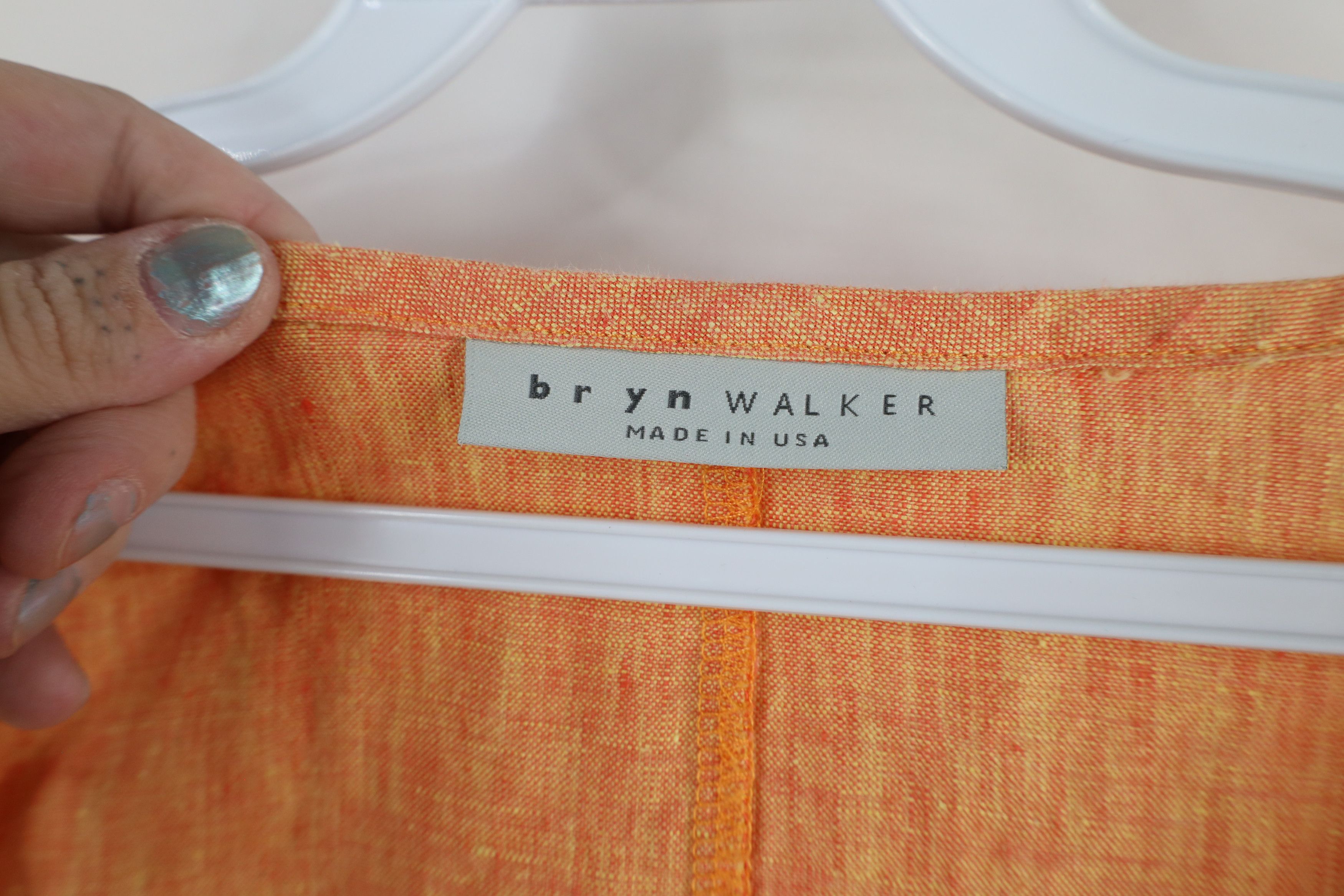 Bryn Walker × Vintage Bryn Walker Lagenlook Linen Pocket Tunic Shirt Orange USA Size L / US 10 / IT 46 - 5 Thumbnail