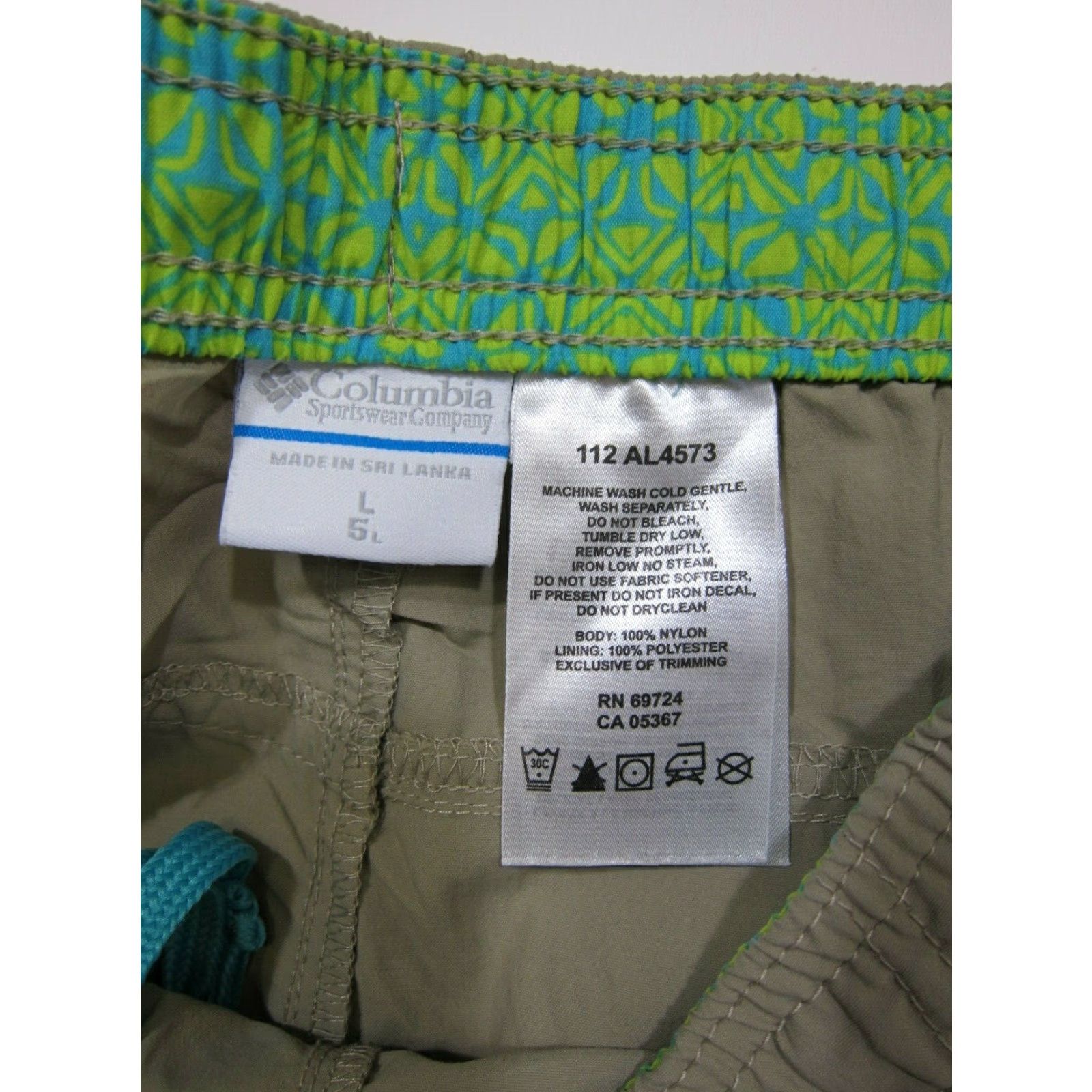 Vintage Columbia Swim Shorts 100% Nylon Brown Beige Men Large Beach Hike Pocket Elastic Waist 3 Pockets Size US 33 - 3 Thumbnail