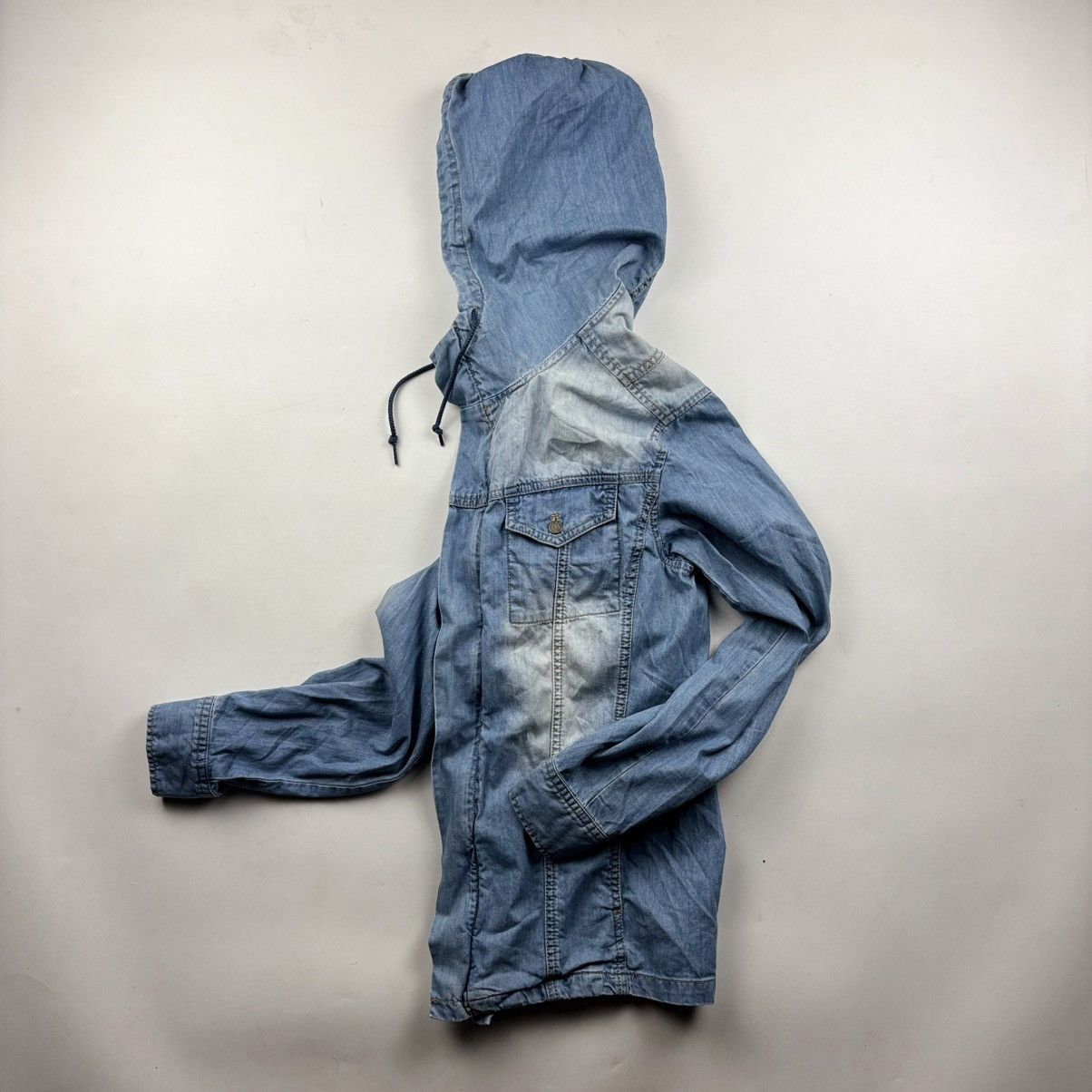 Tornado Mart Tornado Mart Washed Denim Hooded Shirt Size US M / EU 48-50 / 2 - 2 Thumbnail