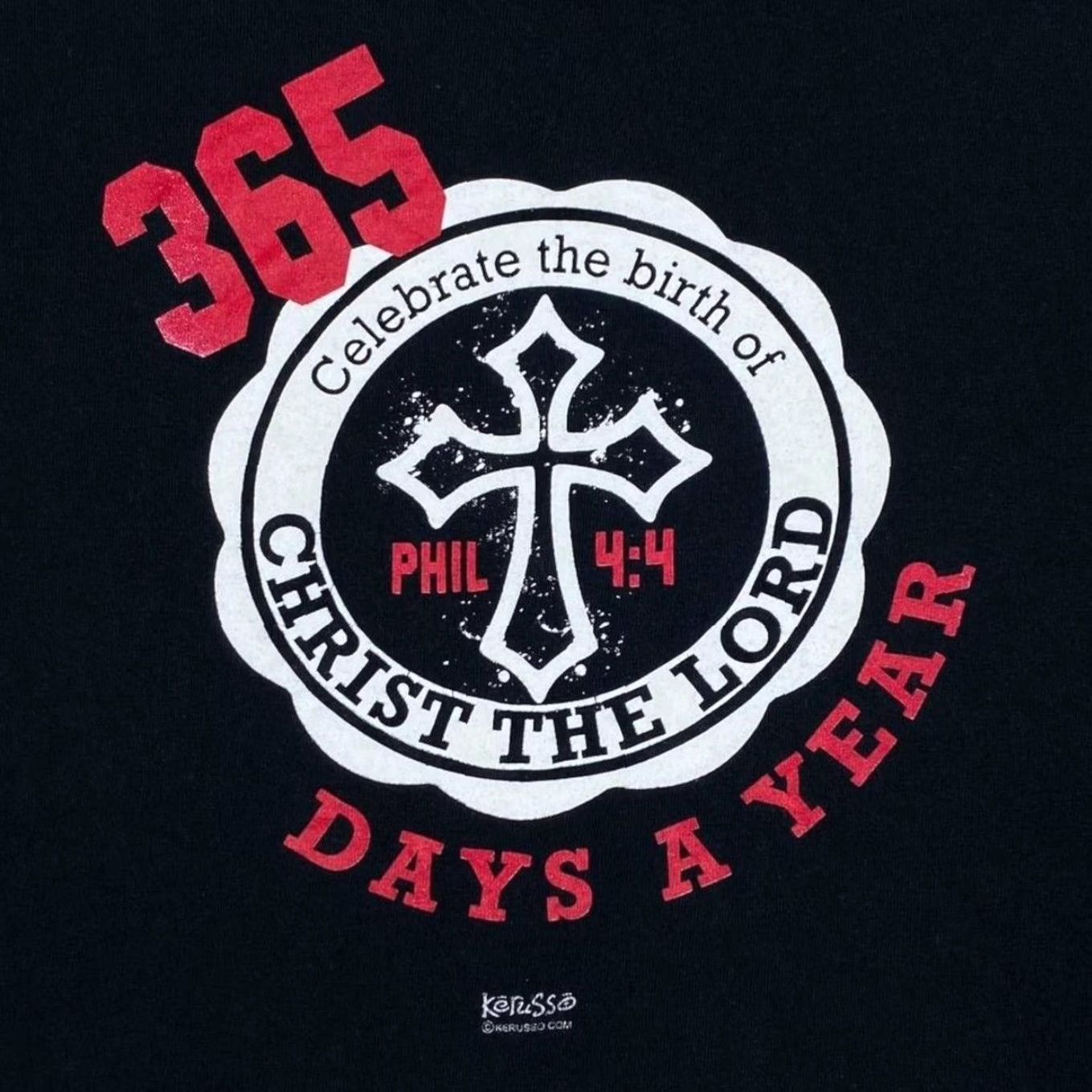Gildan Christ The Lord “365 Days A Year” Phil 4:4 Religious Celebration T-Shirt XL Black Men's T-Shirt Graphic Front Spellout 365 Days A Year Size US XL / EU 56 / 4 - 2 Thumbnail