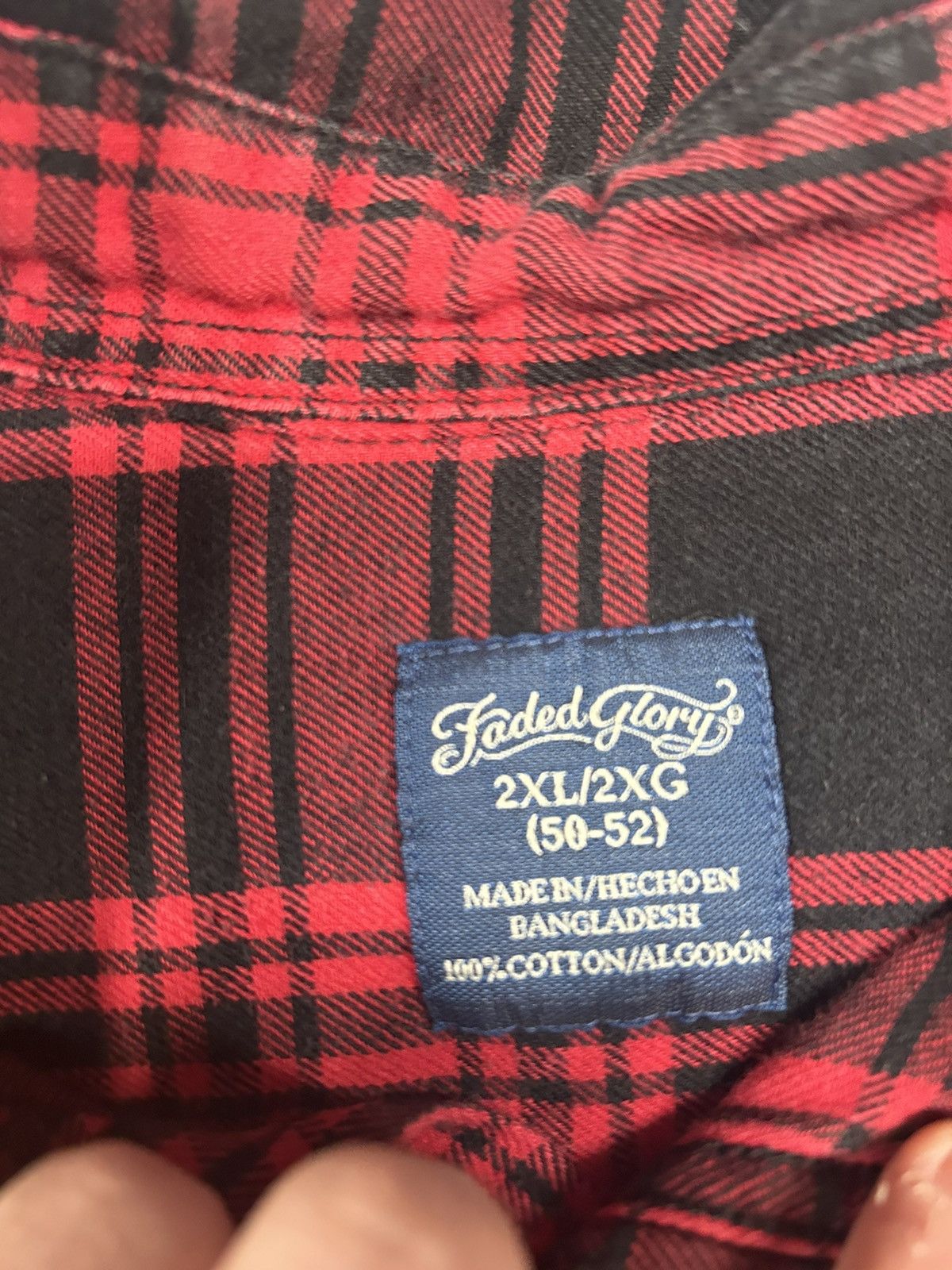 Flannel × Vintage Crazy Vintage Essential Red Black Button Up Flannel Shirt Size US XL / EU 56 / 4 - 2 Thumbnail