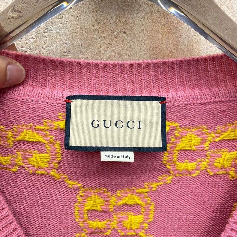 Gucci Gucci Pink jacquard double G wool knitted sweater cardigan Size M / US 6-8 / IT 42-44 - 3 Thumbnail