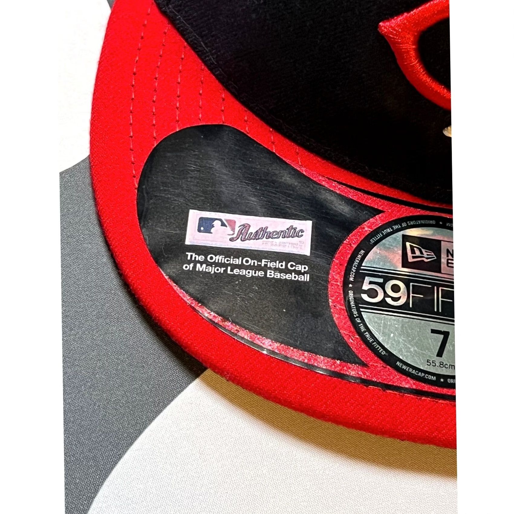 New Era New Era 59FIFTY Hat Mens 7 Navy Red Minnesota Twins MLB Authentic Fitted Cap Size ONE SIZE - 3 Thumbnail