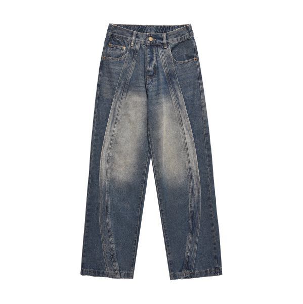 High street wide leg blue wash scimitar cargo jeans y2k