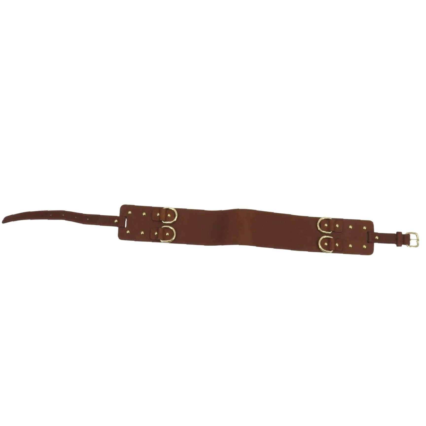 Juicy Couture VINTAGE Juicy Couture Belt Corset Belt Women Wide Brown Leather Gold D Ring Studded VTG Size ONE SIZE - 2 Thumbnail