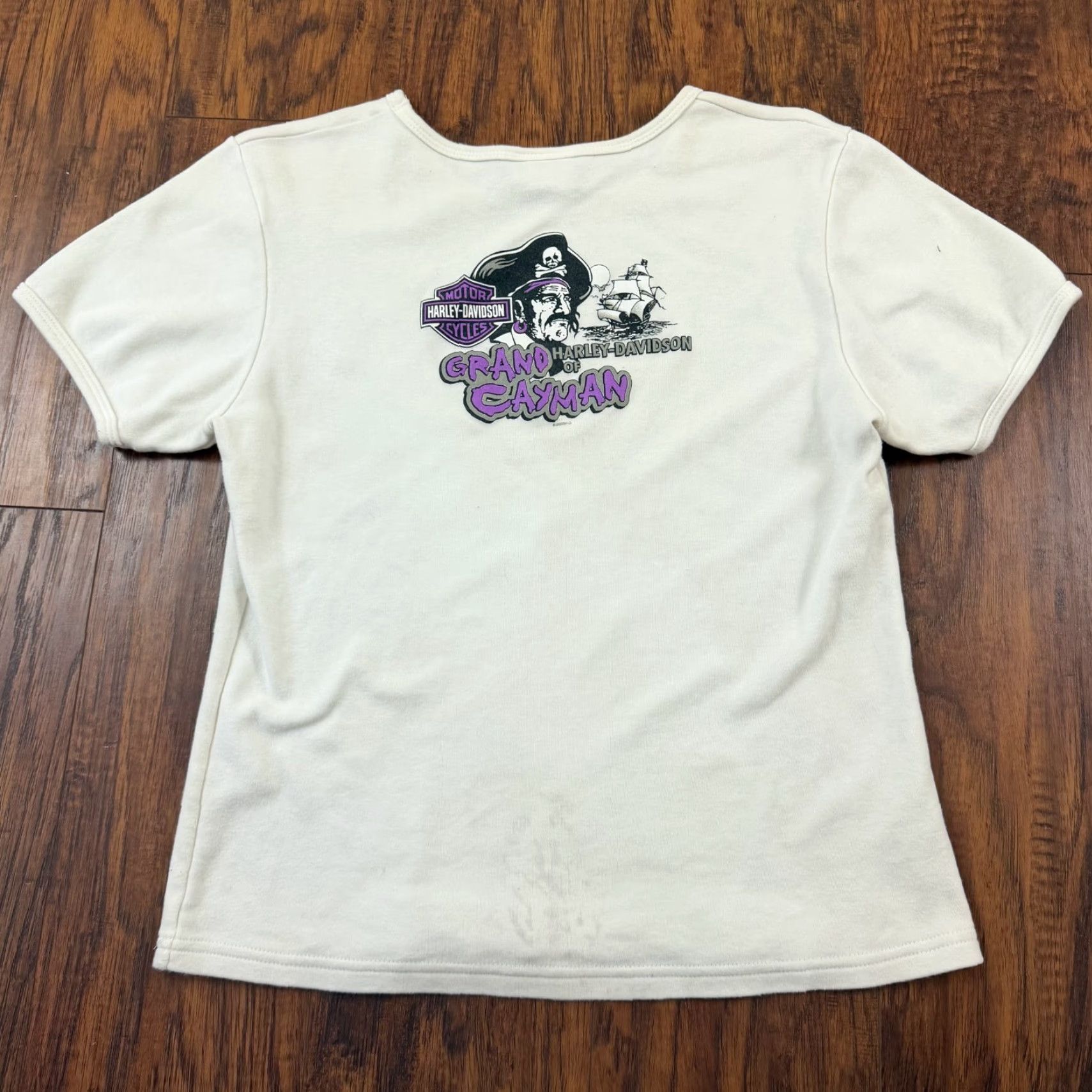 Harley Davidson VINTAGE Harley-Davidson Shirt Womens L White Studded Motorcycle USA T-Shirt Casual KnITTed Cotton Short Sleeve Size L / US 10 / IT 46 - 5 Thumbnail