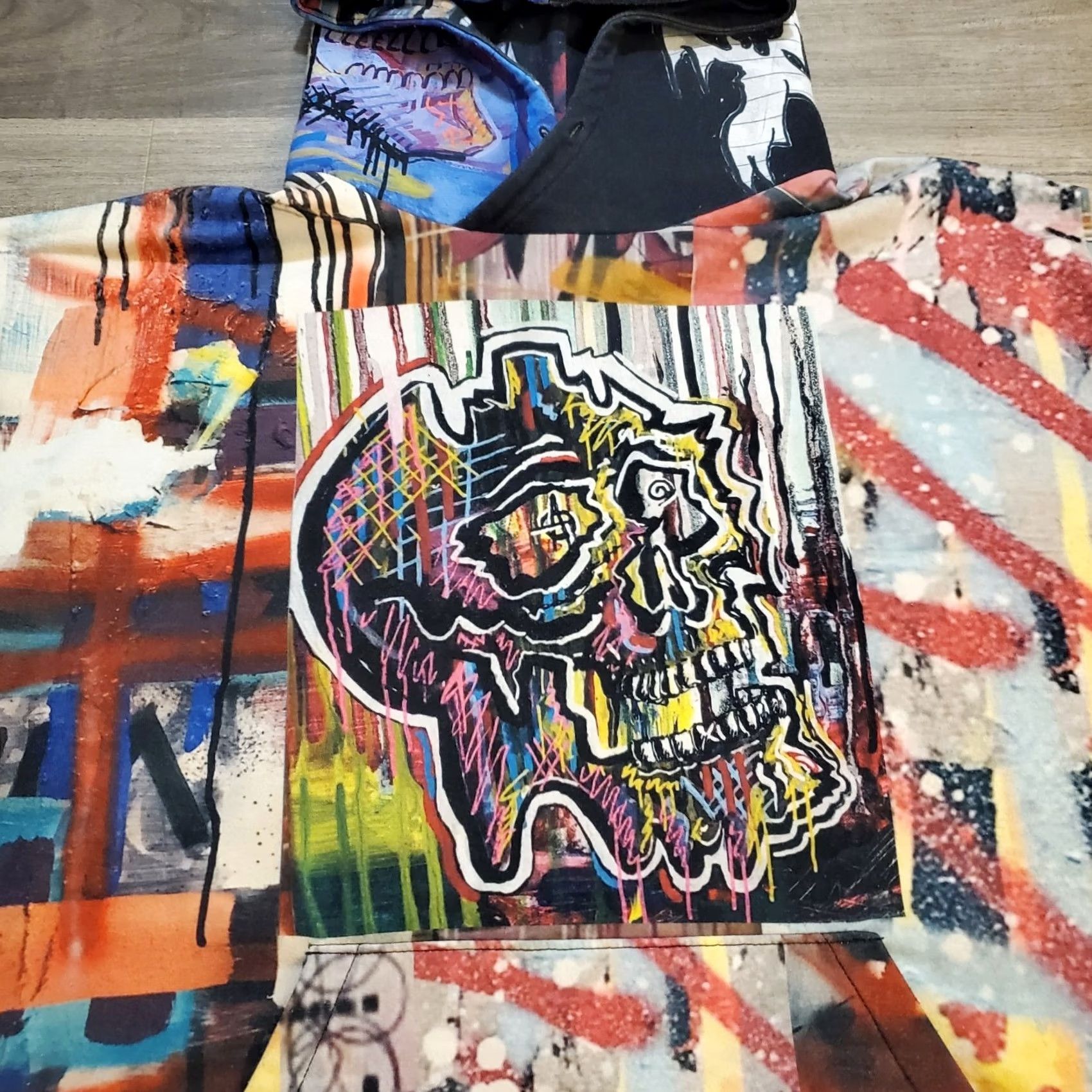 Vintage Rare Wano Mens Sz Large Abstract Hooded Sweatshirt Skull Artist Mixed Graphic Hoodie Size US L / EU 52-54 / 3 - 3 Thumbnail