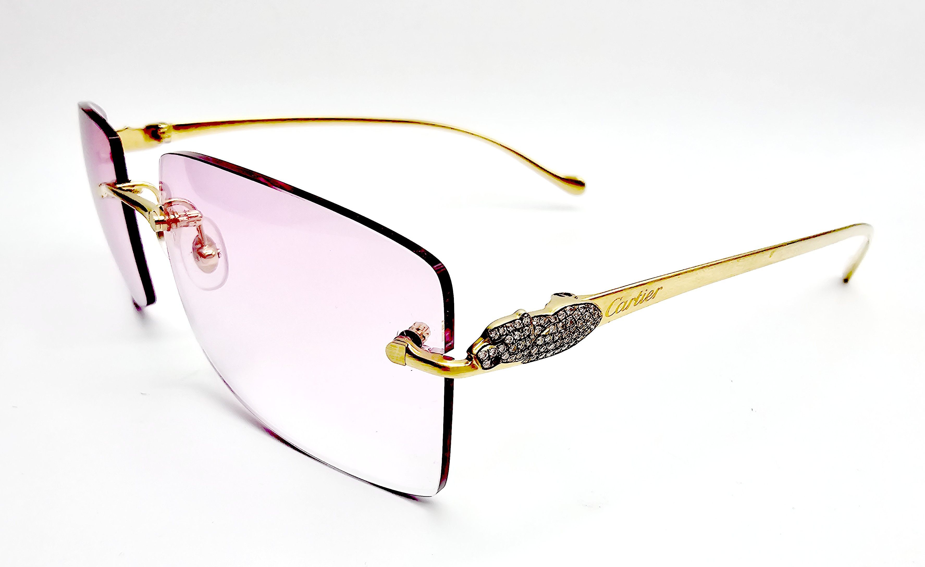 Cartier Cartier Rimless Custom Diamond Gold Sunglasses Size ONE SIZE - 10 Thumbnail