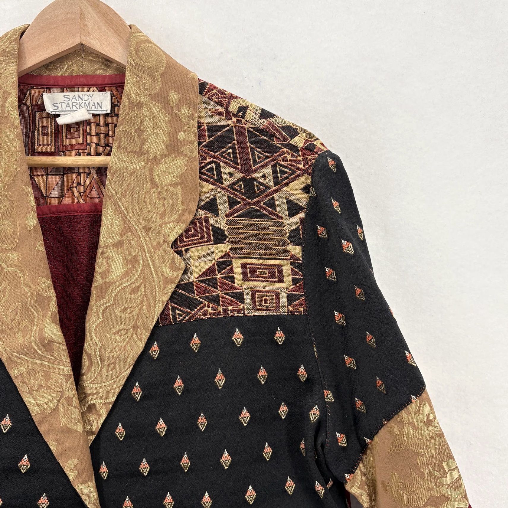 Vintage VINTAGE Sandy Starkman Jacket Womens XL Black Red Gold Patchwork Art Wear 90s Size XL / US 12-14 / IT 48-50 - 2 Thumbnail
