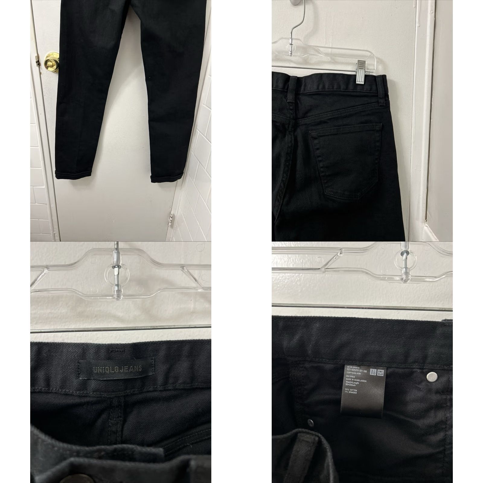 Uniqlo UNIQLO JEANS Slim Straight Jeans Mens 30x32 Black Selvedge Stretch Denim Button Fly 5-Pocket Baggy? No. Size US 30 / EU 46 - 8 Thumbnail