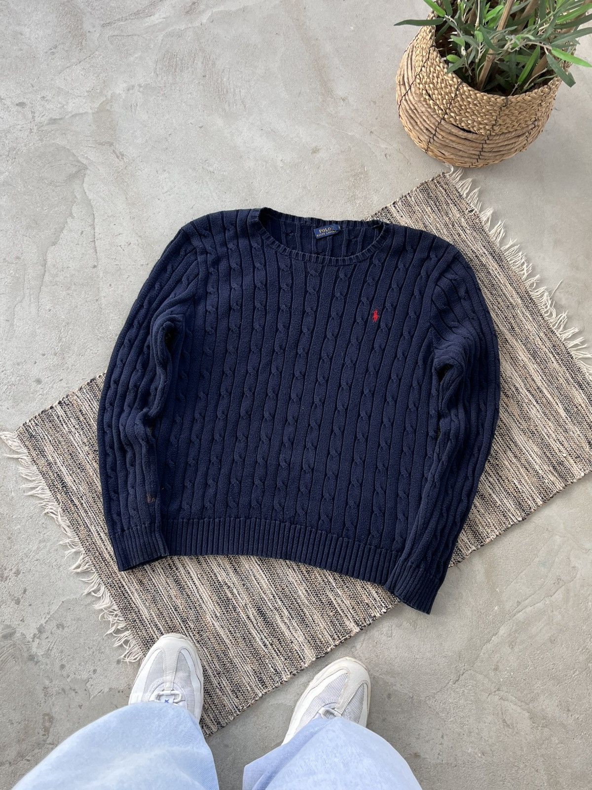 Polo Ralph Lauren Vintage Polo Ralph Lauren Navy Knit Sweater Y2K Avantgarde Size XL / US 12-14 / IT 48-50 - 1 Thumbnail