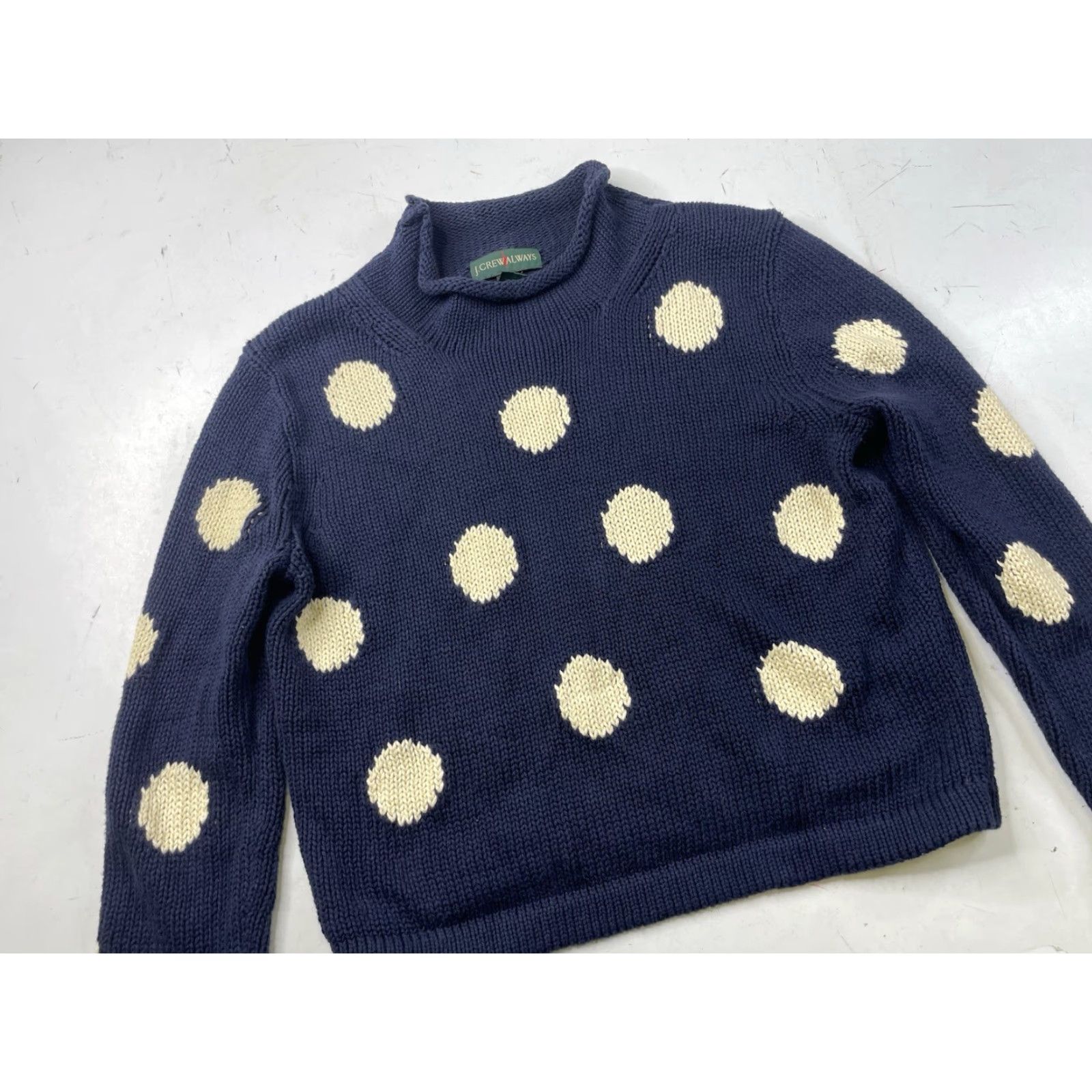 J.Crew VINTAGE J.CREW Sweater Roll Neck Knit Womens XS Oarsman Pullover Cotton Blue Dot Pullover Women XS Size XS / US 0-2 / IT 36-38 - 2 Thumbnail