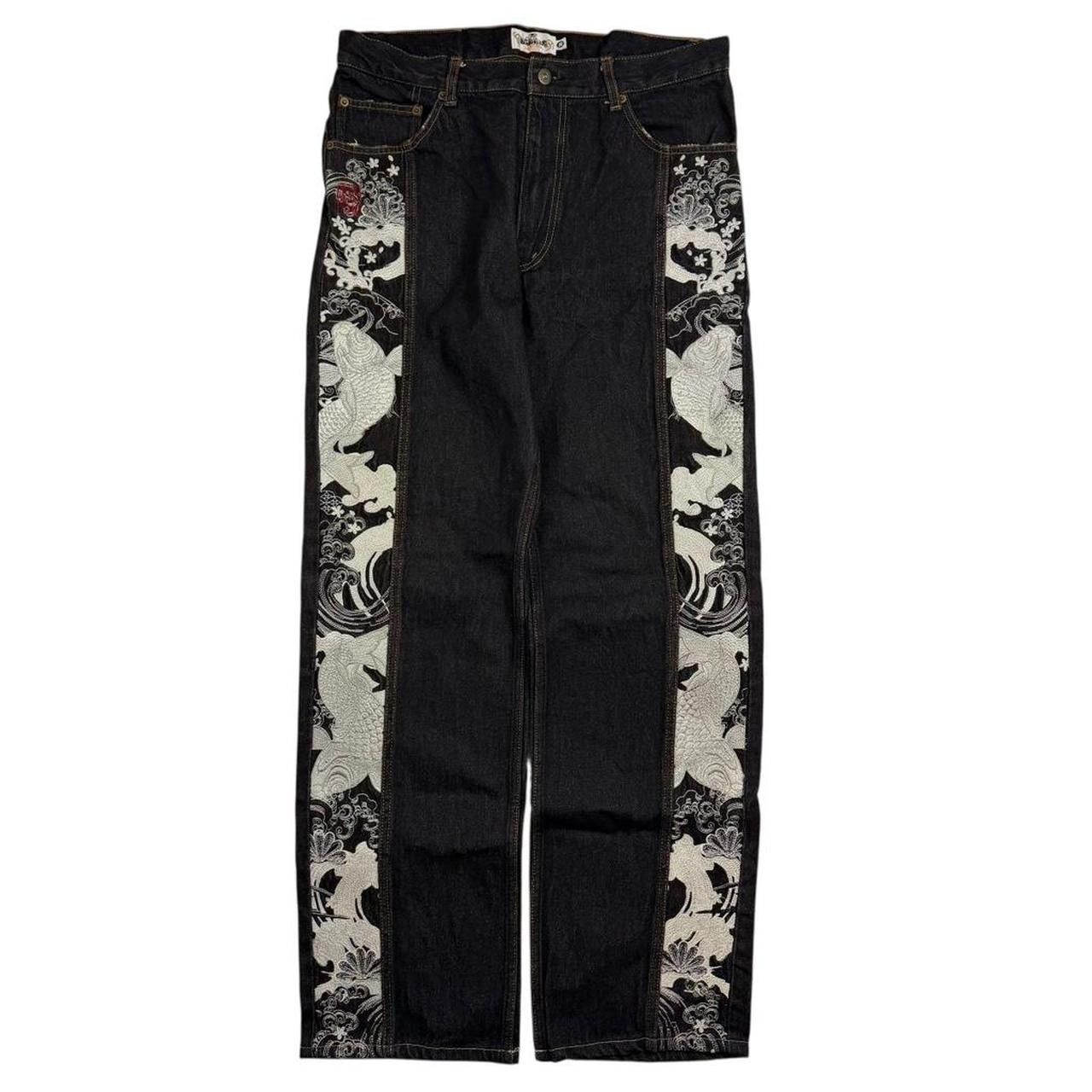Karakuri Tamashii Karakuri Tamashii Embroidered Koi Japanese Jeans - Waist 35 Size US 35 - 7 Thumbnail