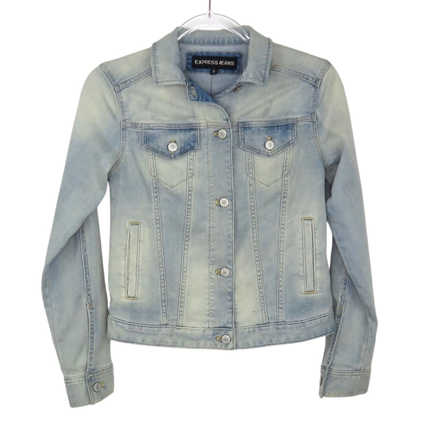 Express Express Jean Jacket Classic Denim Jacket Fitted XS Size XS / US 0-2 / IT 36-38 - 3 Thumbnail