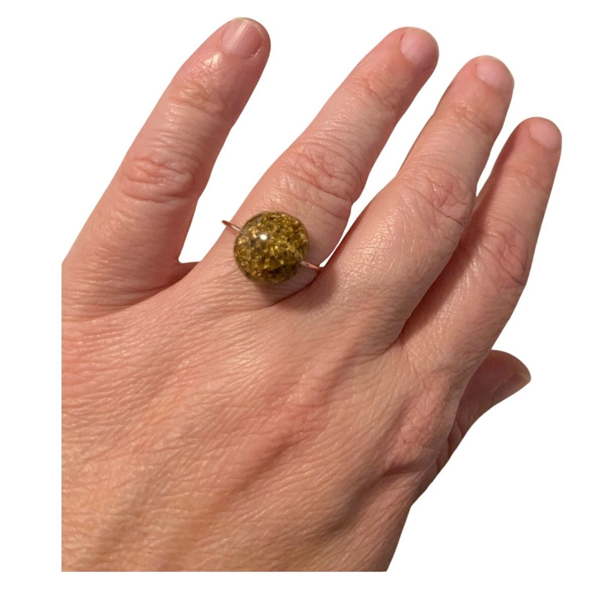 Handmade Handmade crackled gold bead ring size 7 Size ONE SIZE - 1 Thumbnail