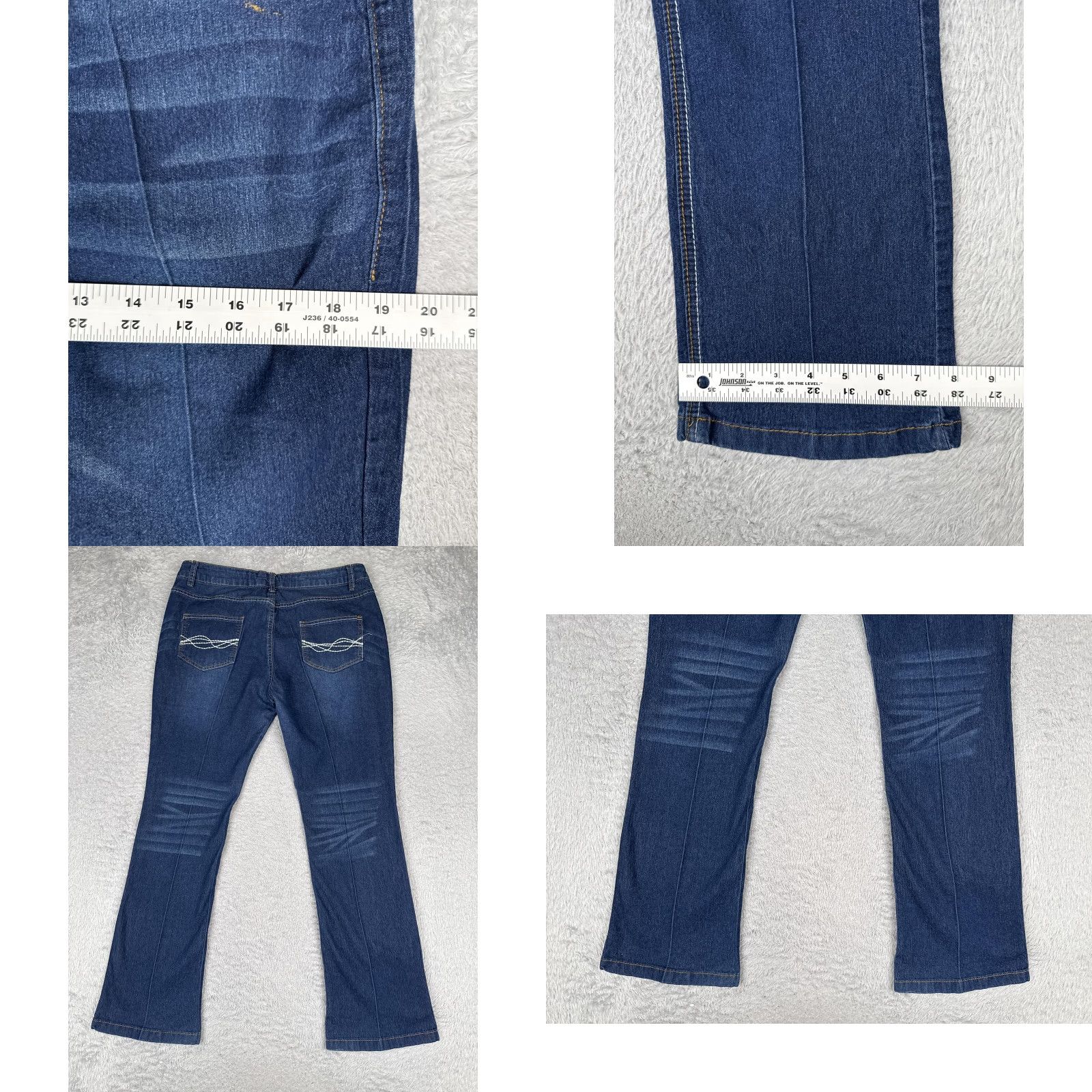 Denime Bootcut Jeans Womens L Blue Wash Mid Rise Stretch Denim Embroidered 30x29 90s Size 36" / US 14 / IT 50 - 9 Thumbnail