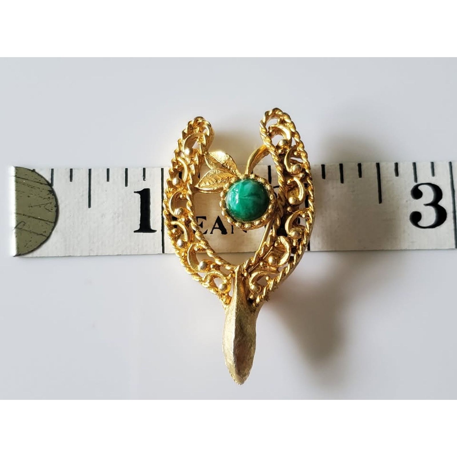 Other Vintage Green Stone Floral Horseshoe Brooch Pin Size ONE SIZE - 6 Thumbnail