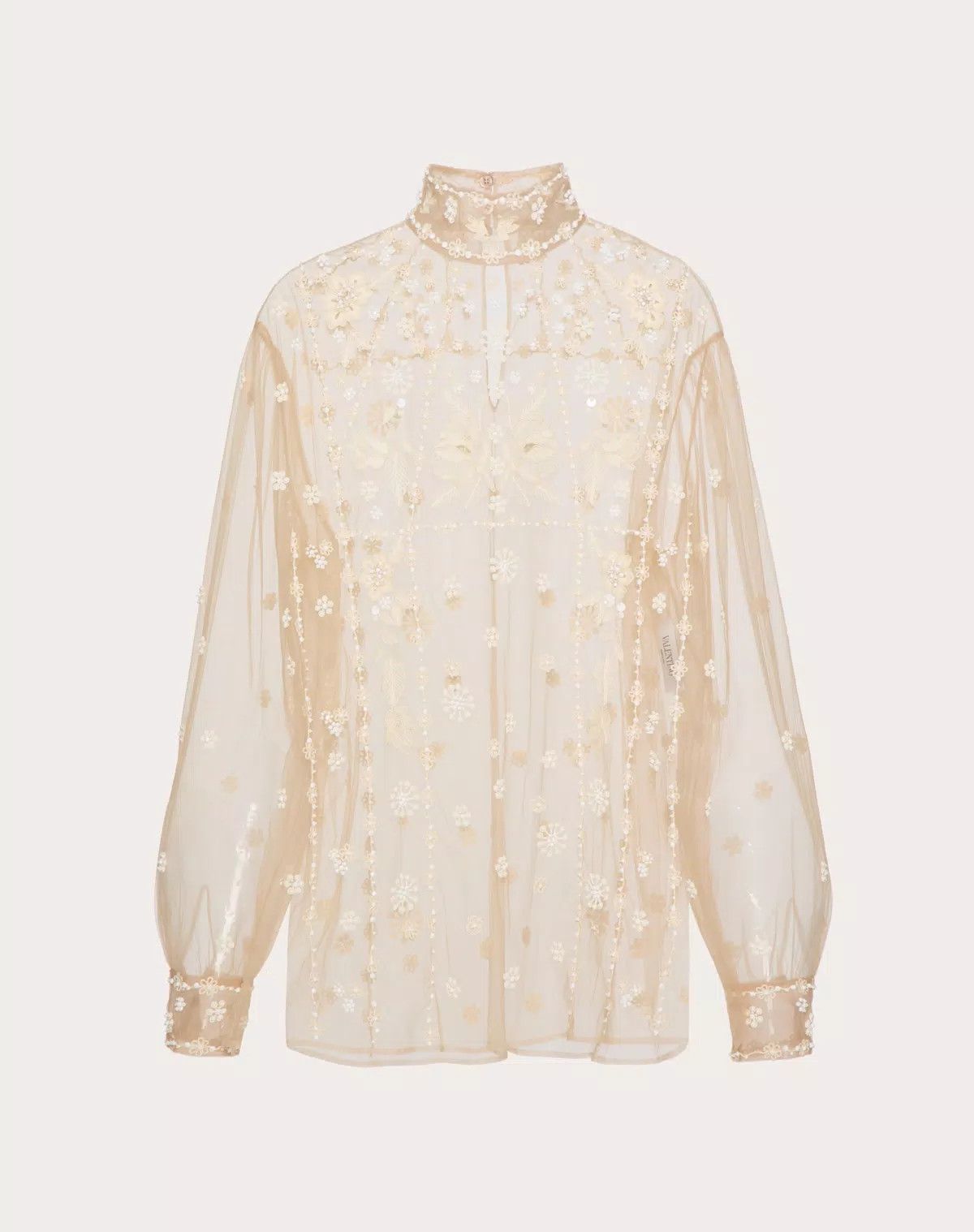 o1s1wg110925 Tulle Illusione Embroidered Top in Beige/Skin