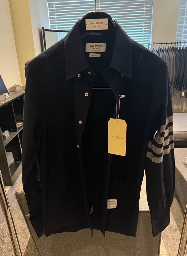 Thom Browne Thom Browne size2 Classic four-barrel shirt, blue and black Size US M / EU 48-50 / 2 - 1 Thumbnail