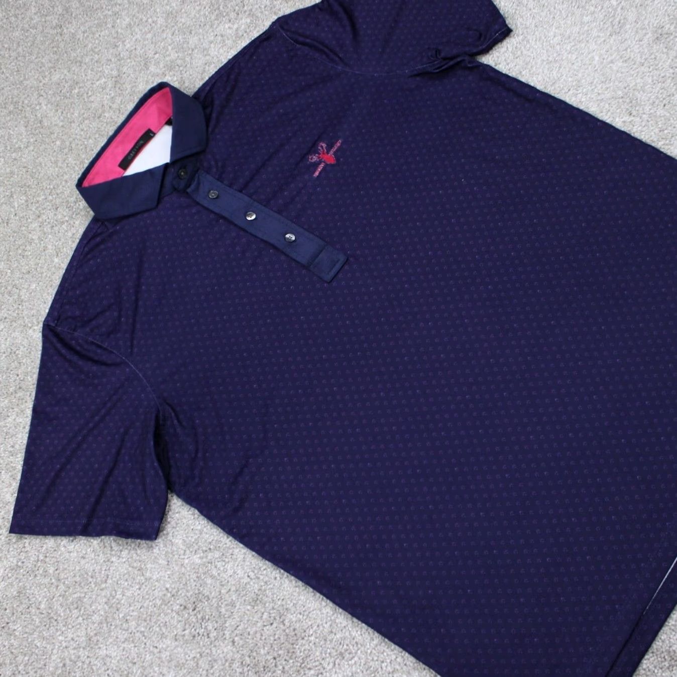 Vintage Greyson Polo Shirt Mens Large Purple Geometric Short Sleeve Pullover Size US L / EU 52-54 / 3 - 7 Thumbnail