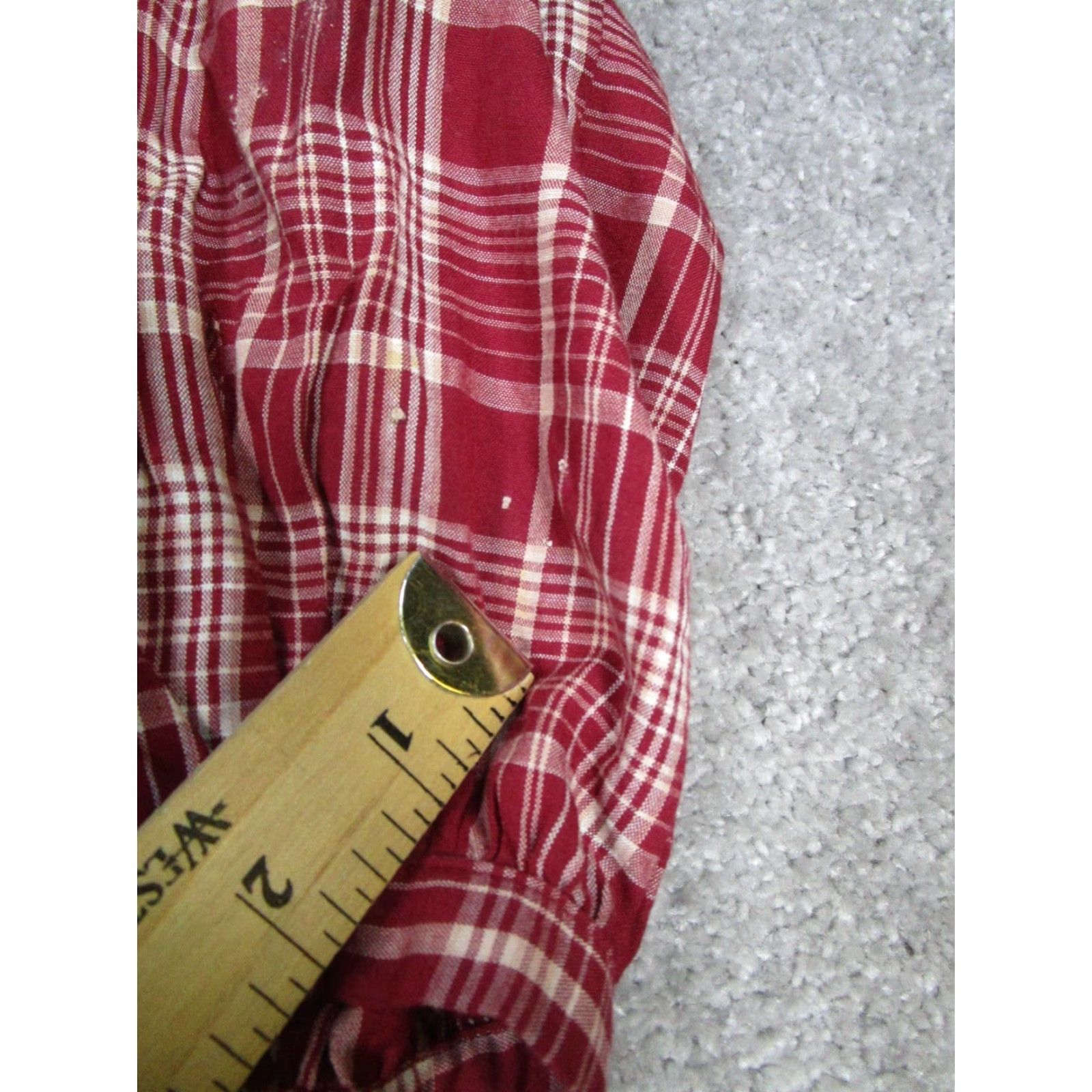 Madewell VINTAGE Madewell Shirt Women's XS Red Plaid Button-Up Long Sleeve Round Neck 100% Viscose Basic Jan 90s-2000s Womens Size XS / US 0-2 / IT 36-38 - 6 Thumbnail