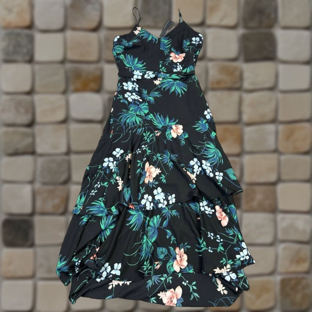Banana Republic Banana Republic Dress Womens 2 Black Blue Pink Floral Wrap Blouson New Size XS / US 0-2 / IT 36-38 - 1 Thumbnail