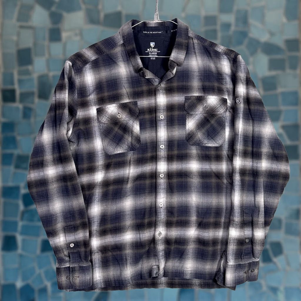 Vintage Kuhl Shirt Mens XL Dillingr Flannel Blue Plaid Cotton Tencel Long Sleeve 7186 Size US XL / EU 56 / 4 - 1 Thumbnail