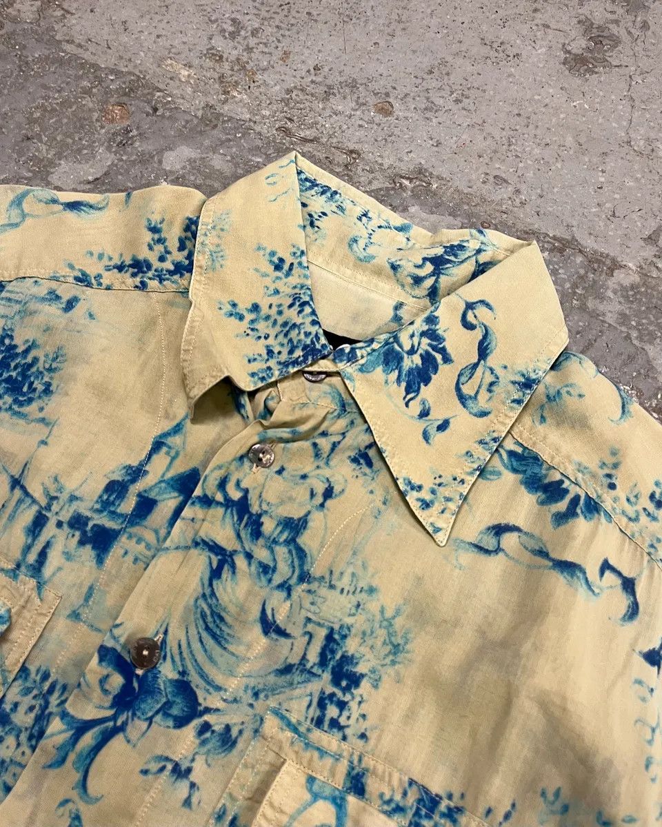 Dolce & Gabbana SS2004 Dolce & Gabbana Blue Floral Print Cream Shirt Size US L / EU 52-54 / 3 - 5 Thumbnail