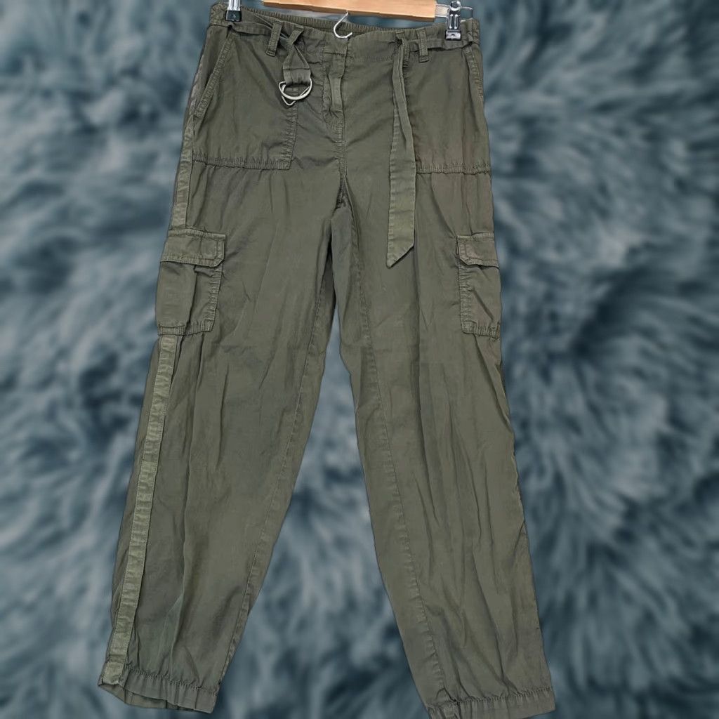 Vintage Chicos Women Pants Cargo Flat Front Slim High Rise 00 Green Twill Straight Leg Inseam 28 in Stretch Cotton Blend Button Zipper Size 24" / US 00 / IT 34 - 1 Thumbnail