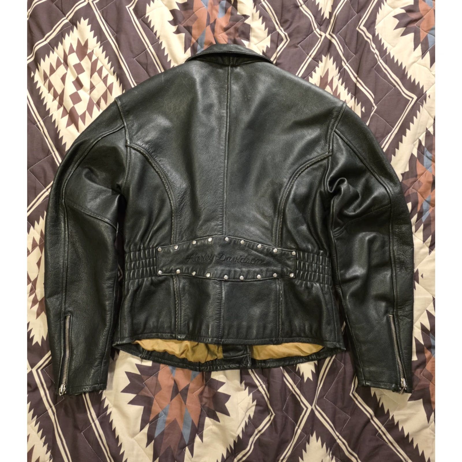Harley Davidson VINTAGE Harley-Davidson Womens Sierra Rose Embossed Leather Jacket Black Medium Size M / US 6-8 / IT 42-44 - 2 Thumbnail