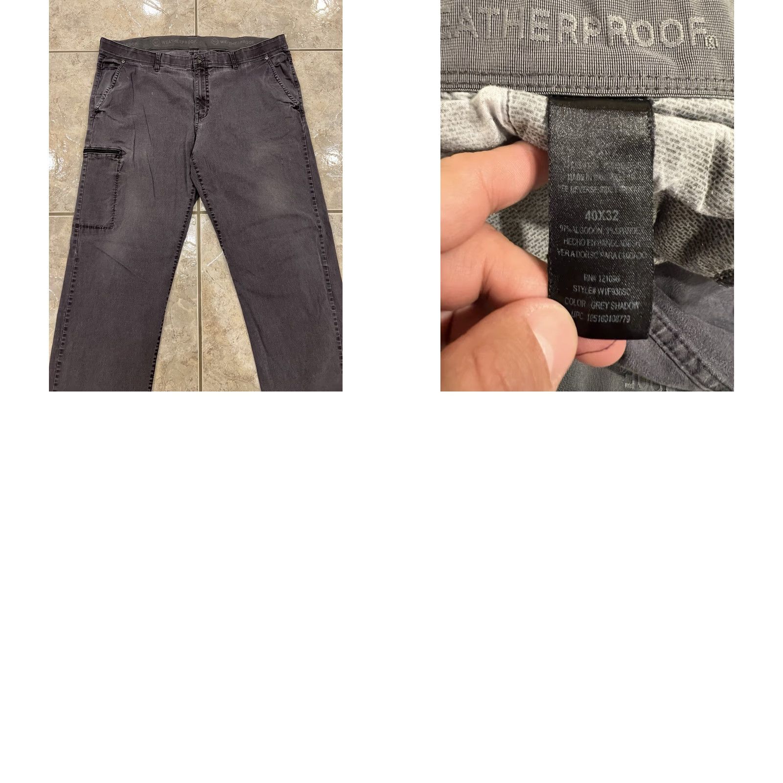 Weatherproof Weatherproof Men's 40X32 Pants Straight Leg Cargo Grey Size US 40 / EU 56 - 9 Thumbnail