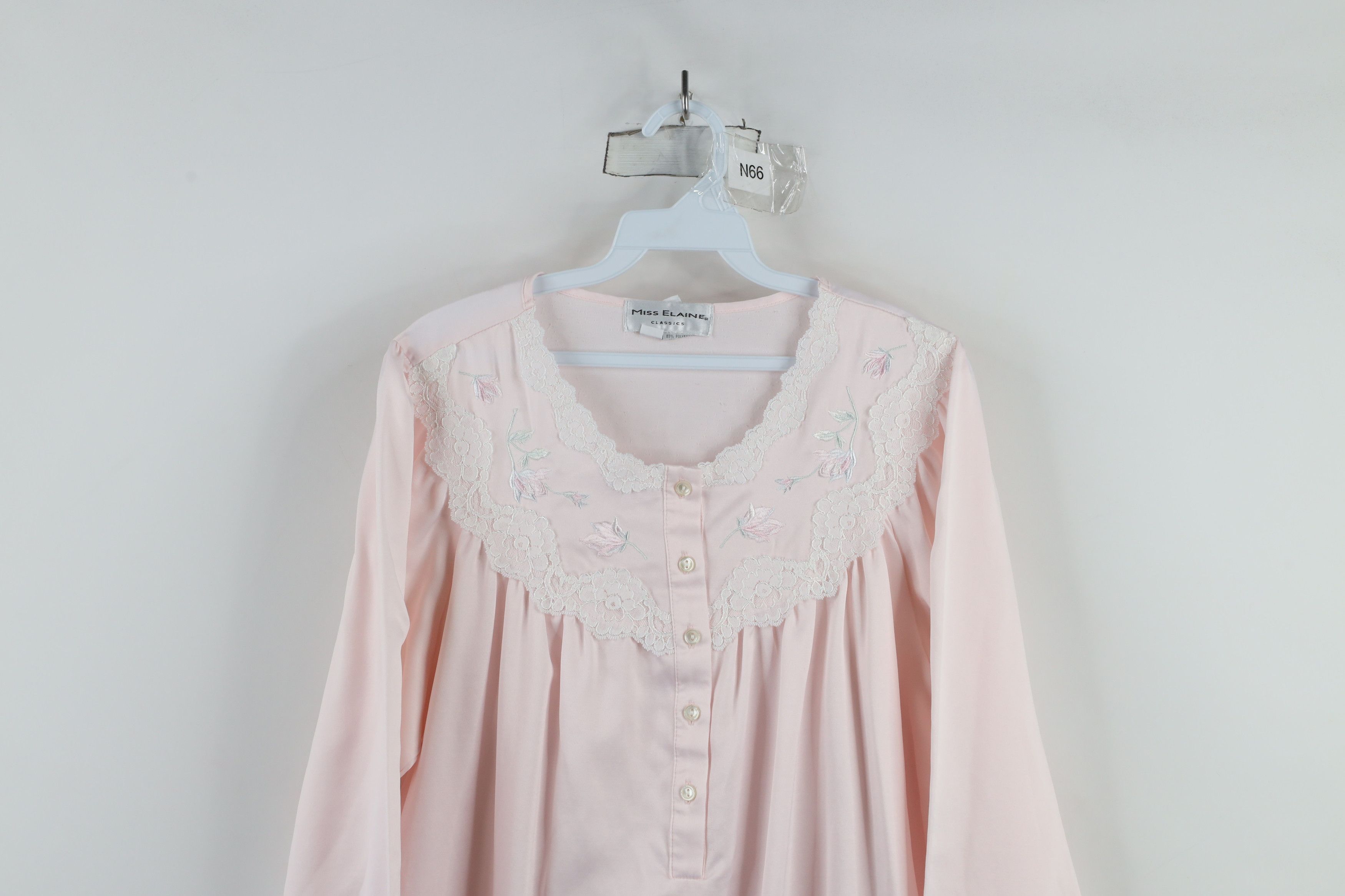 Vintage Vintage 90s Miss Elaine Polyester Lace Flower Night Gown Size M / US 6-8 / IT 42-44 - 2 Thumbnail