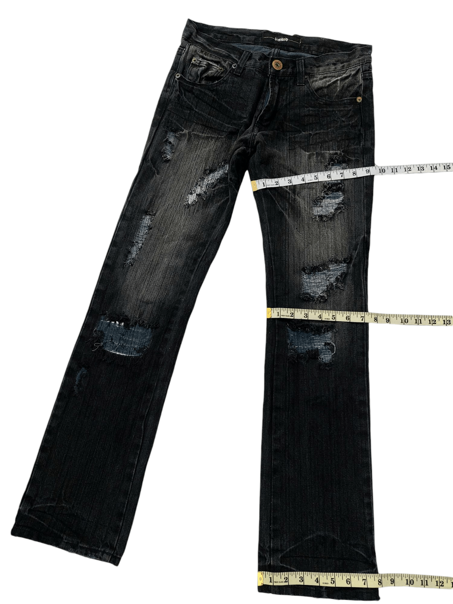 Grudged Limited Ripped Stitch Flare Denim