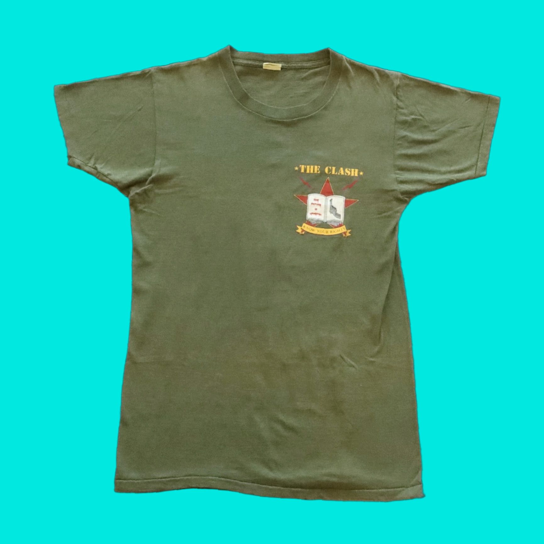 Vintage VINTAGE The Clash Know Your Rights North American Campaign 1982 T-Shirt Shirt Mens L Green Size US L / EU 52-54 / 3 - 1 Thumbnail