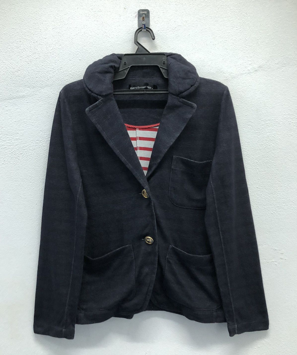 Issey Miyake × mercibeaucoup Issey miyake Mercibeaucoup Navy Jacket with Stripe Lining Size US M / EU 48-50 / 2 - 1 Thumbnail