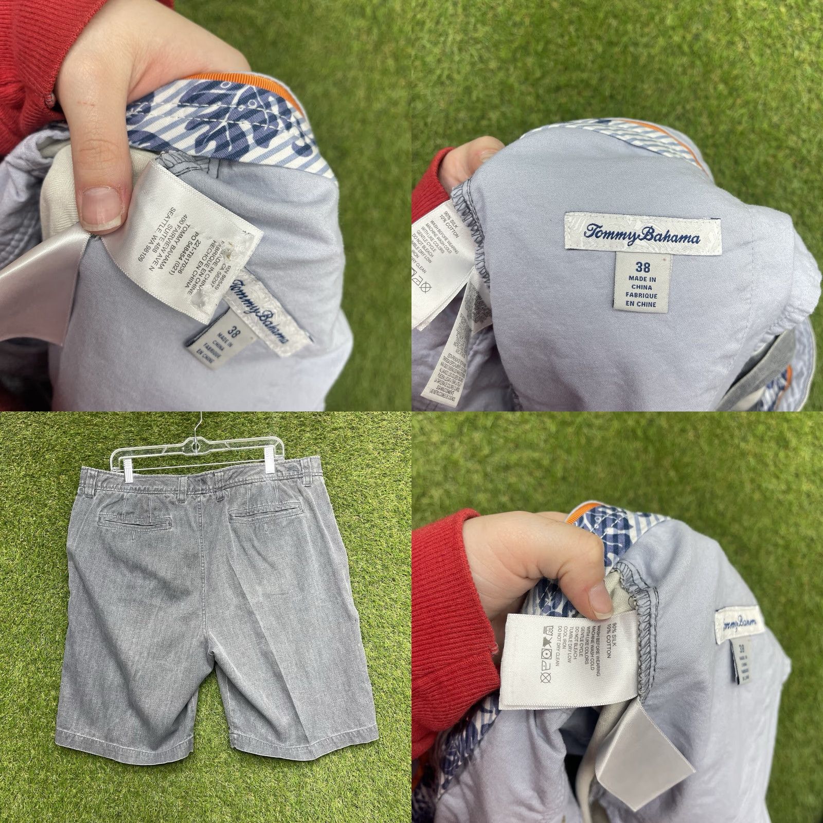 Tommy Bahama Tommy Bahama Silk Shorts Mens 38 Chino Grey Flat Front Casual Beach 8 In Inseam Slim Regular Pockets Size US 38 / EU 54 - 8 Thumbnail