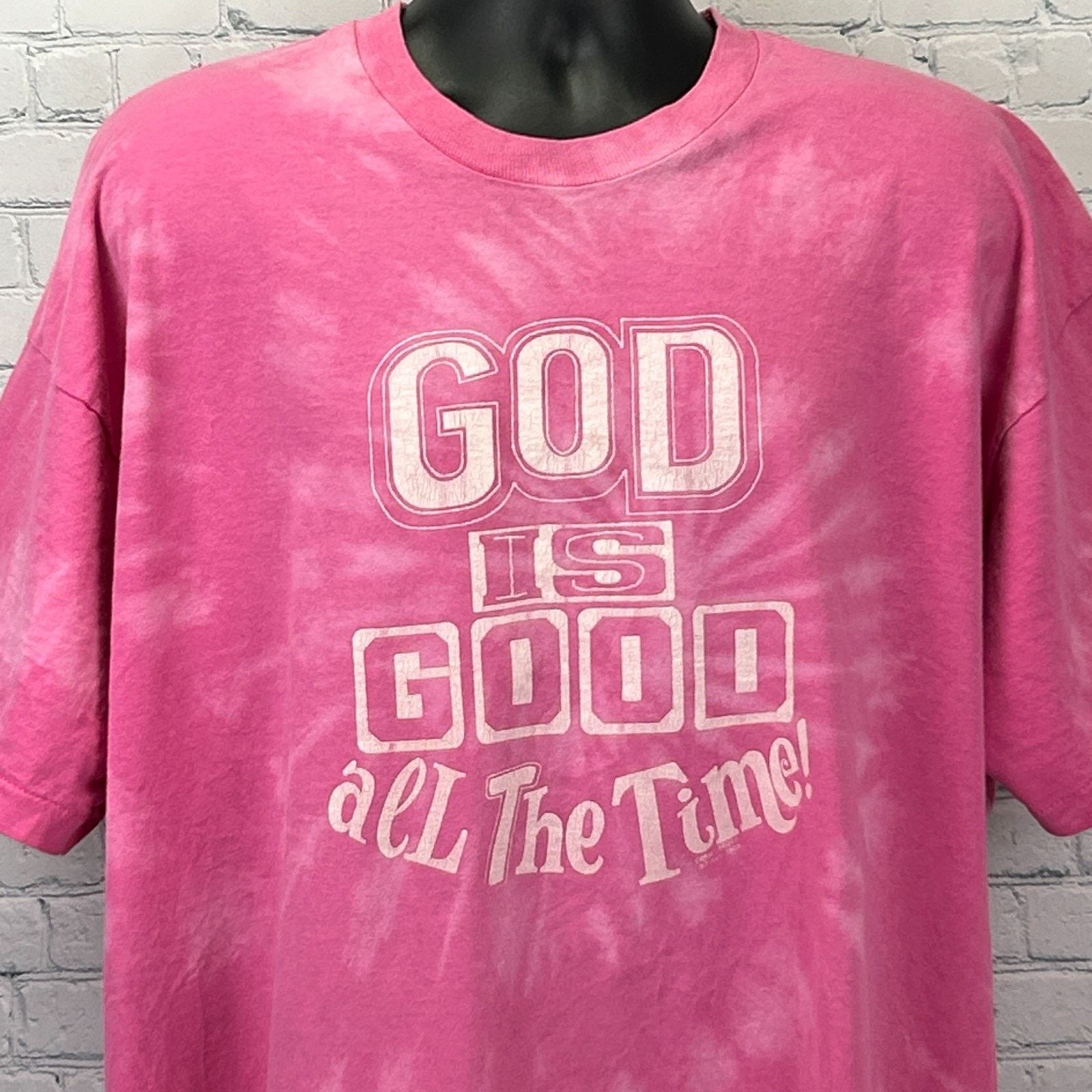 Vintage Vintage 90s God Is Good Sleep T Shirt Pink Christian OSFM Size ONE SIZE - 1 Thumbnail